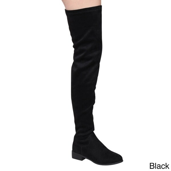 thigh high boots with short heel