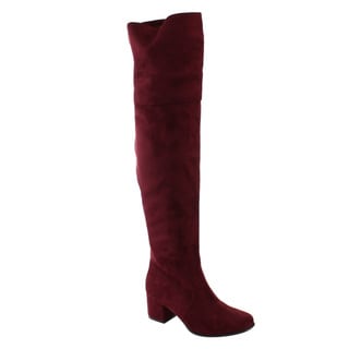 red flat over the knee boots
