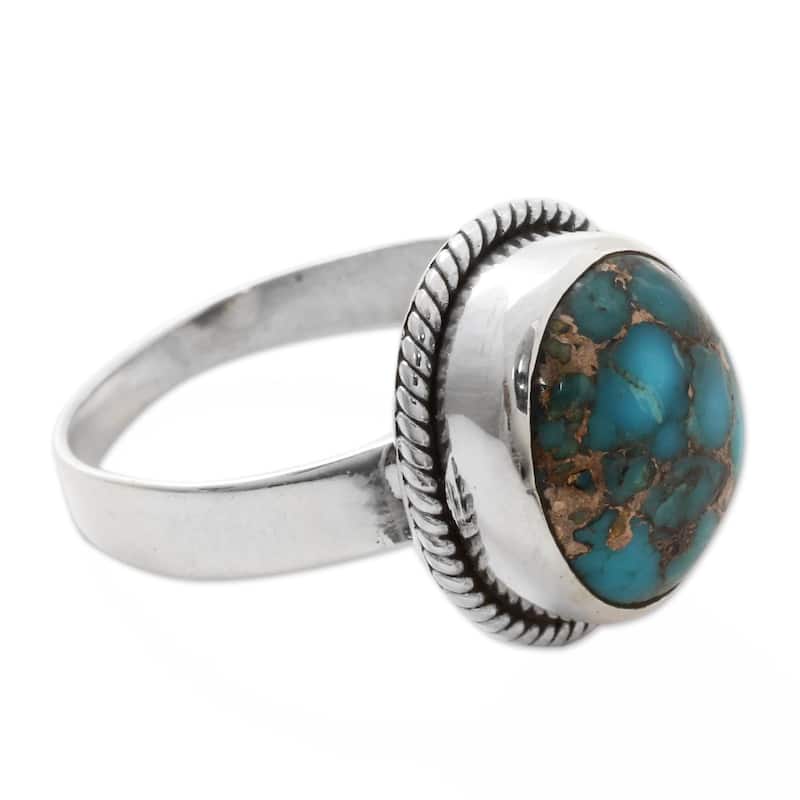NOVICA Handmade Sterling Silver 'Blue Sky in Jaipur' Turquoise Ring (India)
