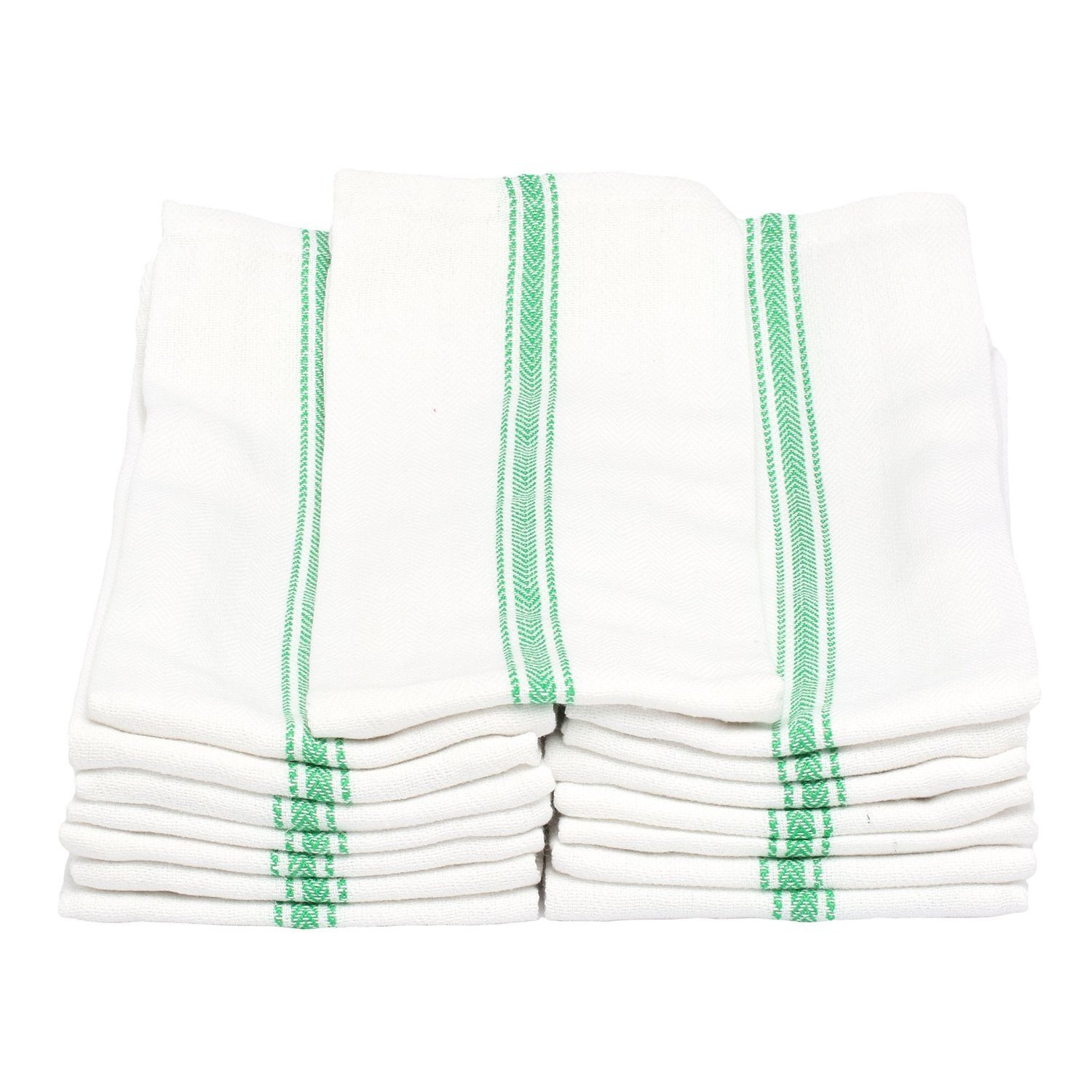 Melange White With Green Stripe Cotton 14 X 25 Commercial Grade Kitchen Towels Overstock 12977703