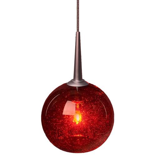 Bruck Lighting Bobo 1 Matte Chrome Metal and Red Glass LED 4-inch Canopy Pendant