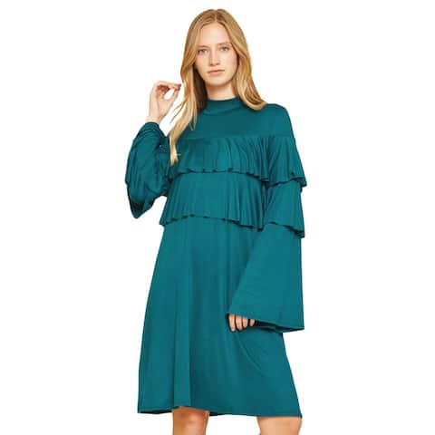 JED Women's Love USA Collection High Neck Ruffle Dress