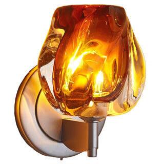 Bruck Lighting Aurora Low Voltage Matte Chrome Wall Sconce with Amber Glass Shade