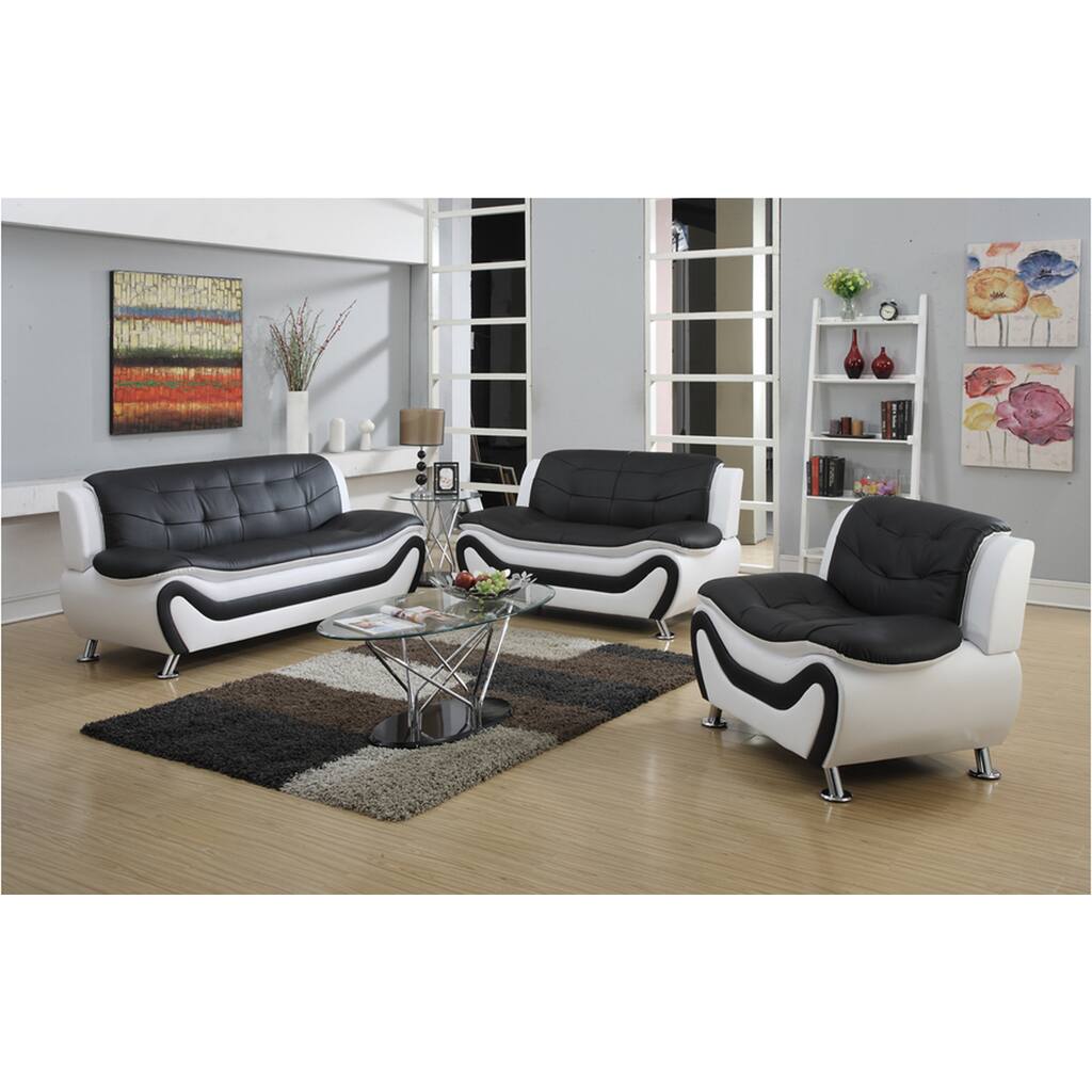 Tiffany Modern Faux Leather Living Room Sofa Set