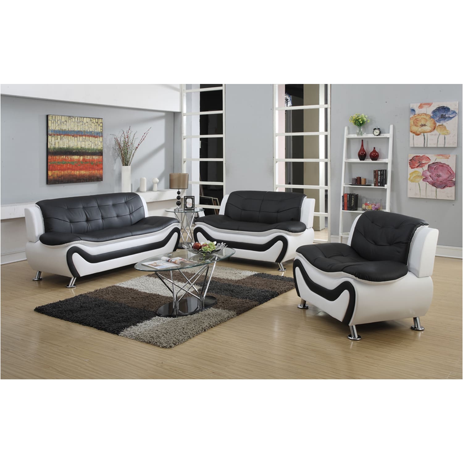 Tiffany Modern Faux Leather Living Room Sofa Set Overstock 12981039