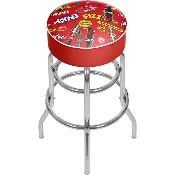 Coca Cola Padded Swivel Bar Stool - Pop Art