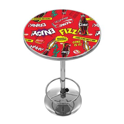 Coca Cola Chrome Pub Table - Pop Art - 27.375" x 27.375" x 42"