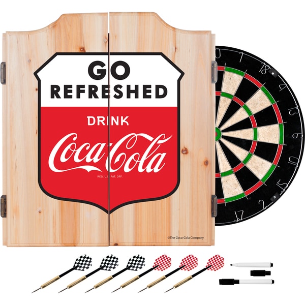 Coca Cola Dart Cabinet Set with Darts and Board - Go Refreshed