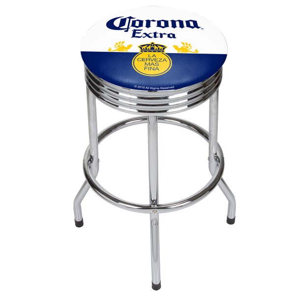 Corona Chrome Ribbed Bar Stool - Label