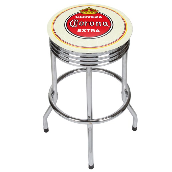 Corona Chrome Ribbed Bar Stool - Vintage