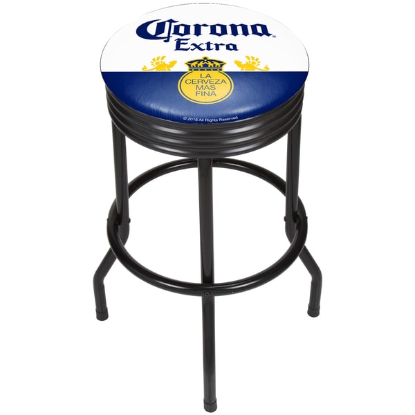 Corona Black Ribbed Bar Stool - Label