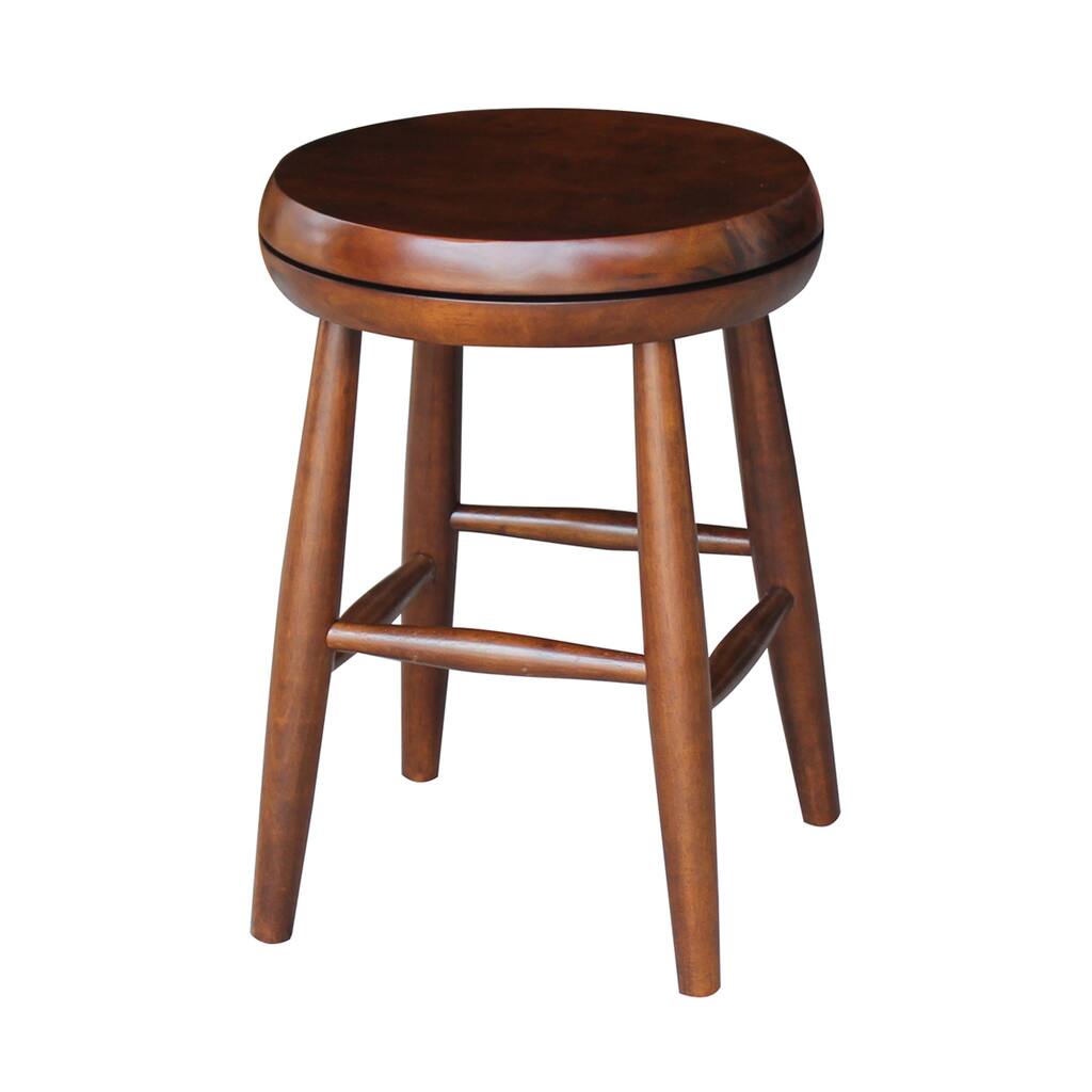 Brown Wood Swivel Scoop Seat Stool