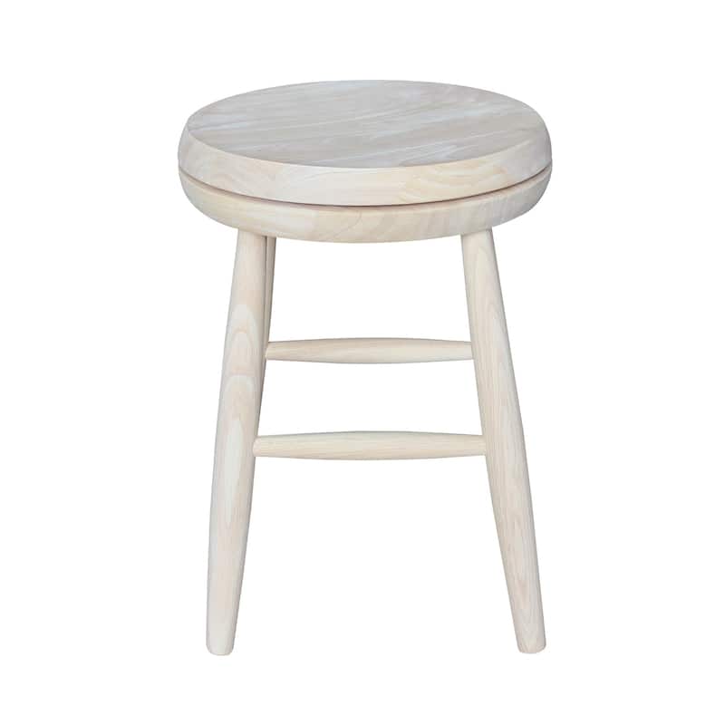 Dining Height Solid Wood Swivel Scooped-Seat Stool