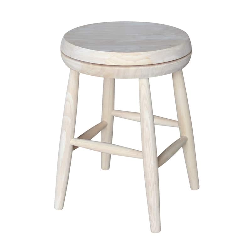 Dining Height Solid Wood Swivel Scooped-Seat Stool