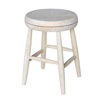 Dining Height Solid Wood Swivel Scooped-Seat Stool