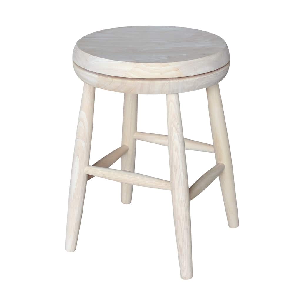 Dining Height Solid Wood Swivel Scooped-Seat Stool