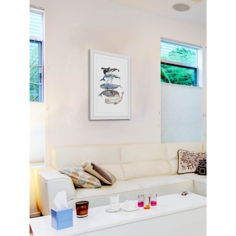Marmont Hill - 'Whale Species' by Rachel Byler Framed Painting Print - Multi-Color