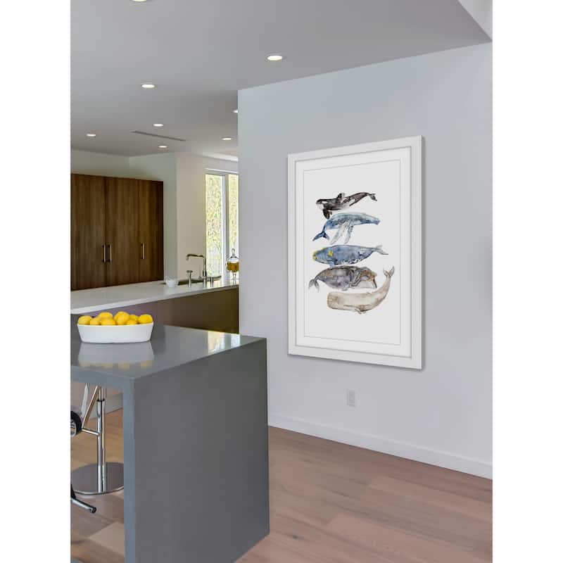 Marmont Hill - 'Whale Species' by Rachel Byler Framed Painting Print - Multi-Color