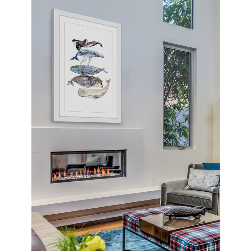 Marmont Hill - 'Whale Species' by Rachel Byler Framed Painting Print - Multi-Color