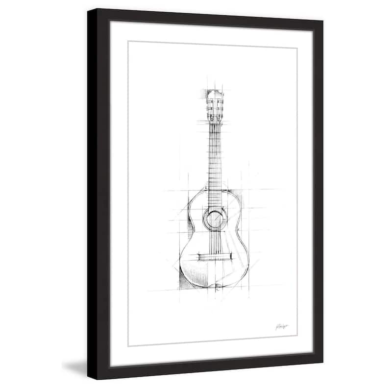 Marmont Hill - 'Guitar Sketch' Framed Painting Print