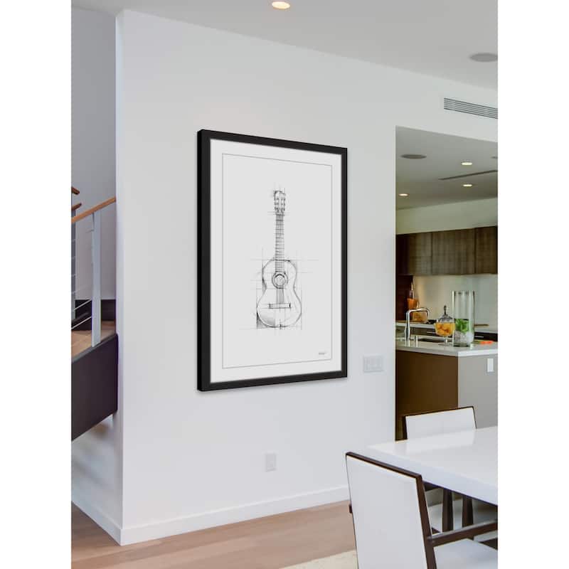 Marmont Hill - 'Guitar Sketch' Framed Painting Print