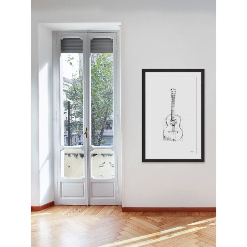 Marmont Hill - 'Guitar Sketch' Framed Painting Print