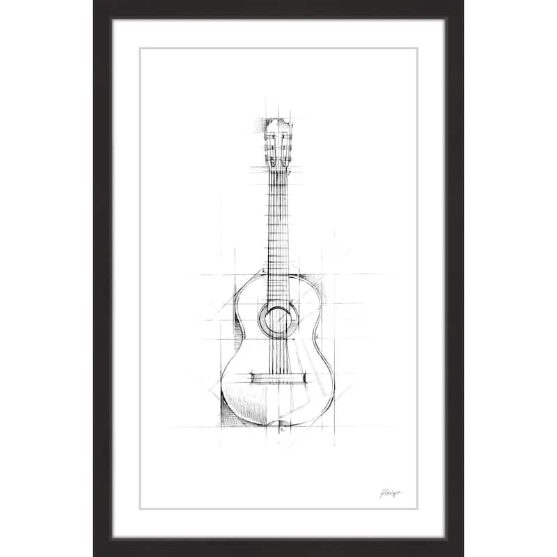Marmont Hill - 'Guitar Sketch' Framed Painting Print