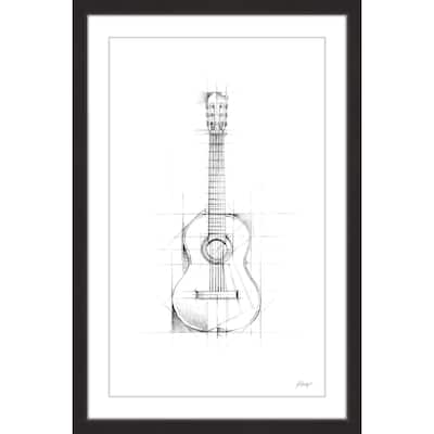 Marmont Hill - 'Guitar Sketch' Framed Painting Print