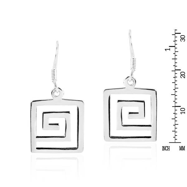 greek key earrings silver