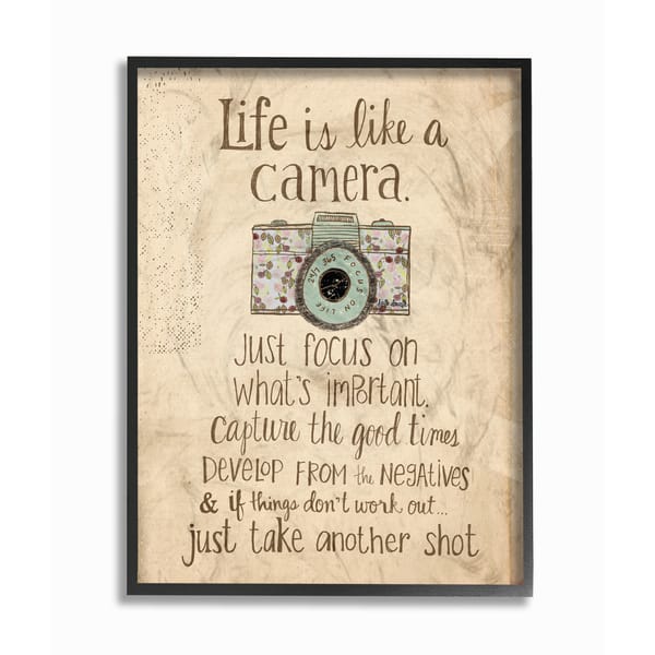 Stupell 'Life is Like a Camera' Ebony Wood Framed Canvas Texturized ...