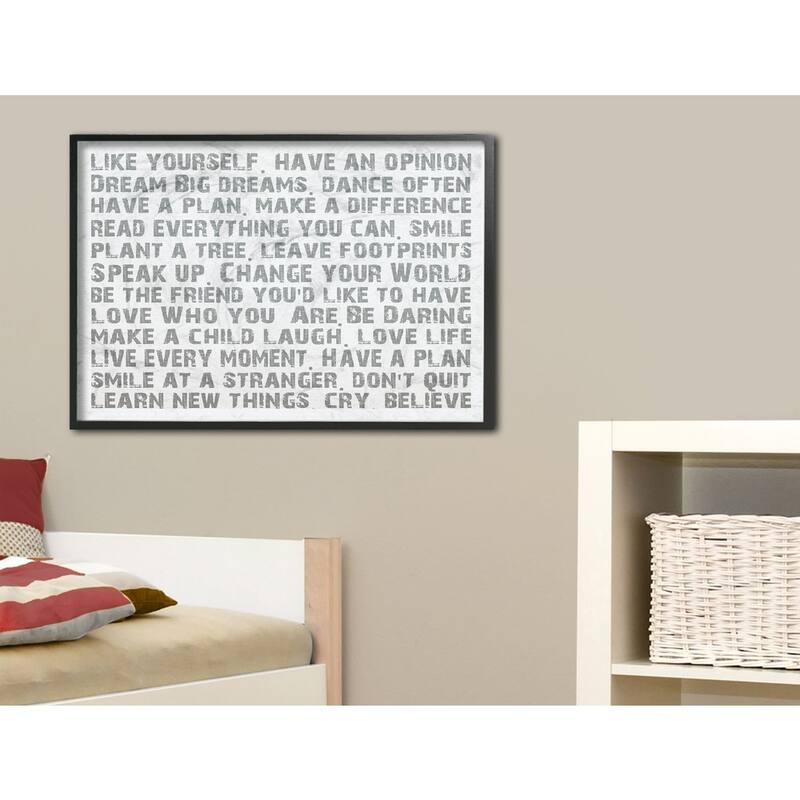 Stupell 'Like Yourself' Ebony Wood Framed Canvas Inspirational Typography Texturized Giclee Art Print