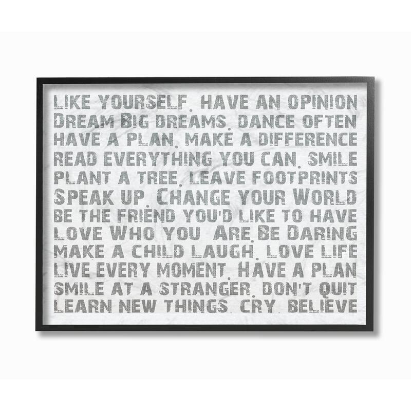 Stupell 'Like Yourself' Ebony Wood Framed Canvas Inspirational Typography Texturized Giclee Art Print