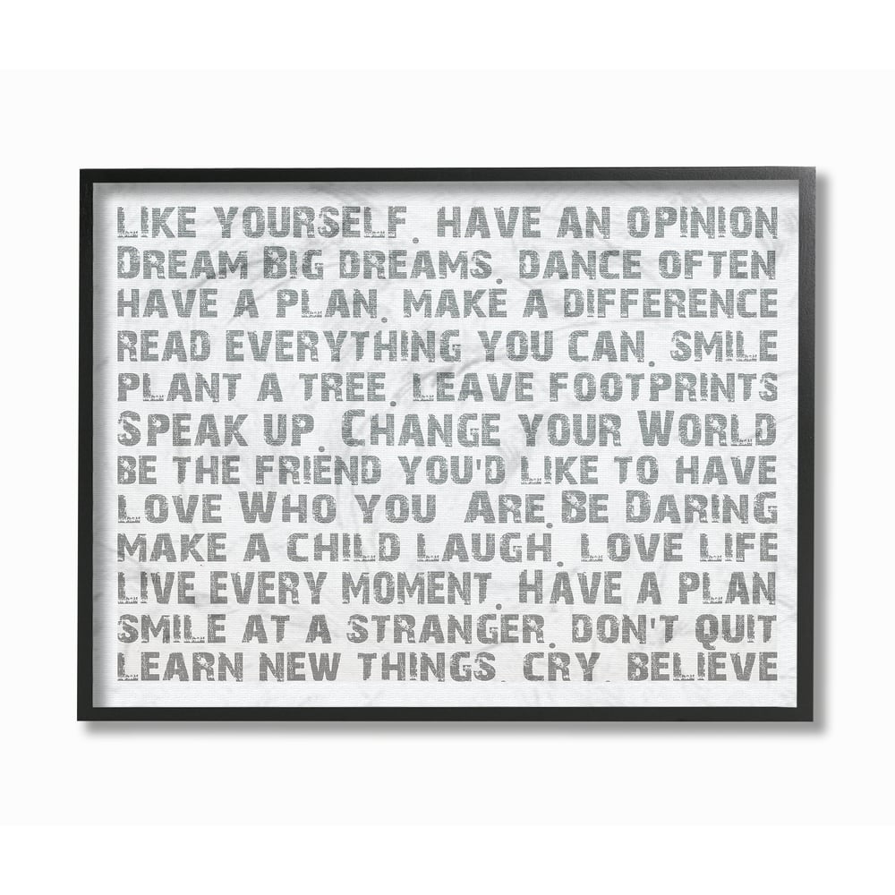 Stupell 'Like Yourself' Ebony Wood Framed Canvas Inspirational Typography Texturized Giclee Art Print