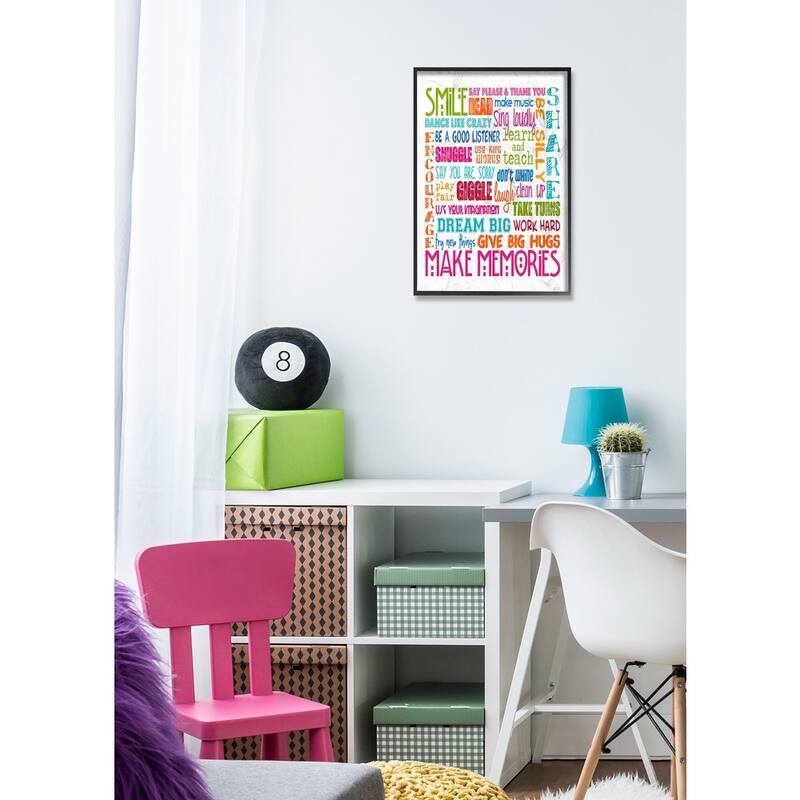Stupell 'Smile Make Memories Rainbow' Typography Framed Giclee-print Texturized Wall Art