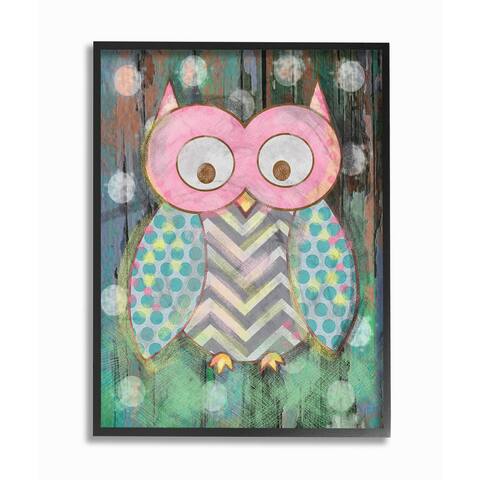 Woodland Polka Dot Owl Framed Giclee Texturized Art
