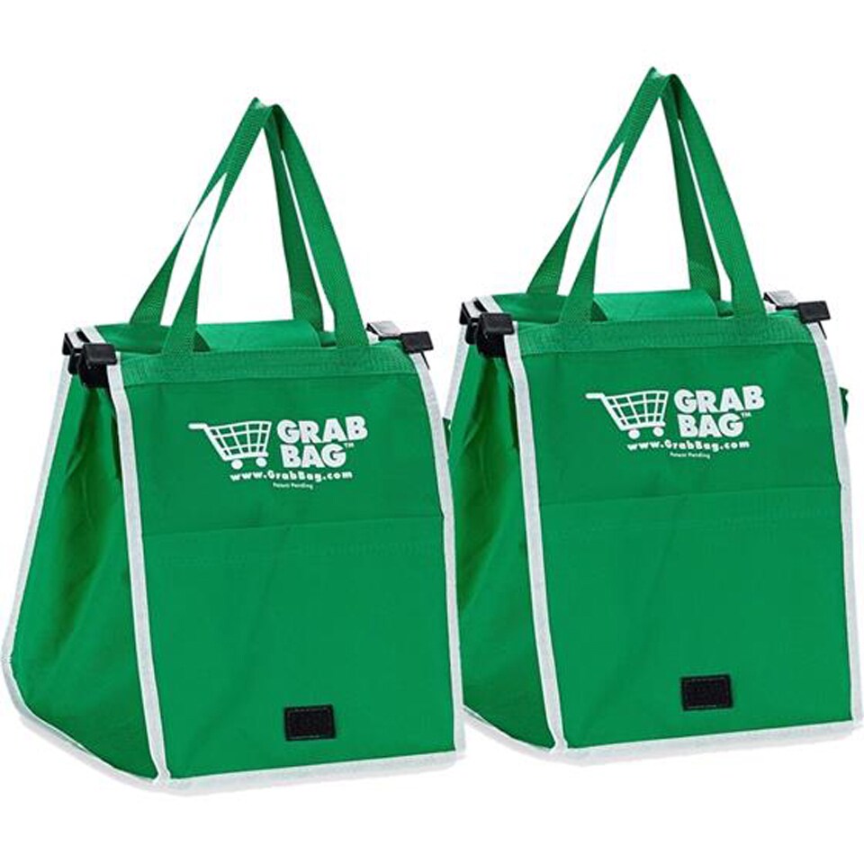 Grab Bag Green Nylon Reusable Grocery Bag Set of 2 Bed Bath