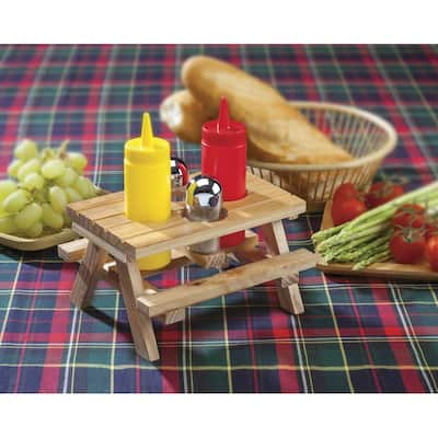 Wood Picnic Table Condiment Set - Overstock - 12983623