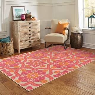 Pink Outdoor Rugs For Less Stylehaven Medallion Sand Pink Indoor Outdoor Area Rug 5 3 X 7