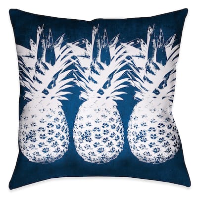 Blue and White Pineapple Throw Pillow