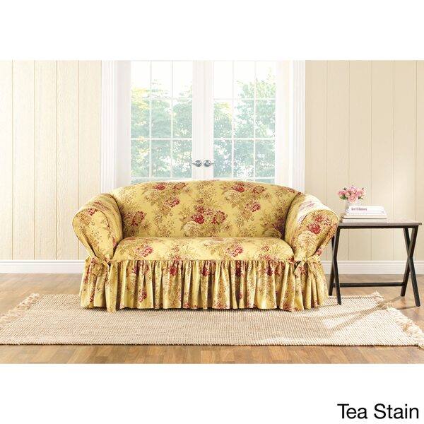Shop Sure Fit Ballad Bouquet Loveseat Skirted Slipcover Overstock 12990590 Robin S Egg