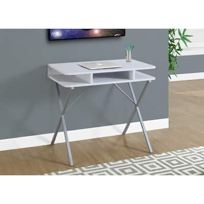 White Laminate and Metal 31-inch Computer Desk