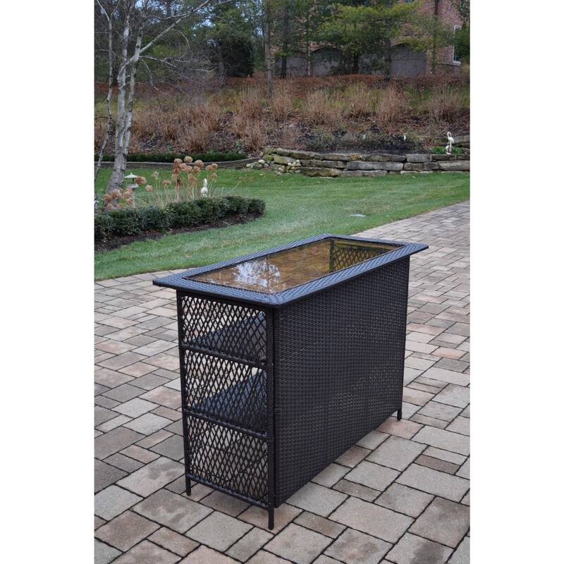 Oakland Living Corporation Merit Coffee Brown Resin Wicker Bar Table