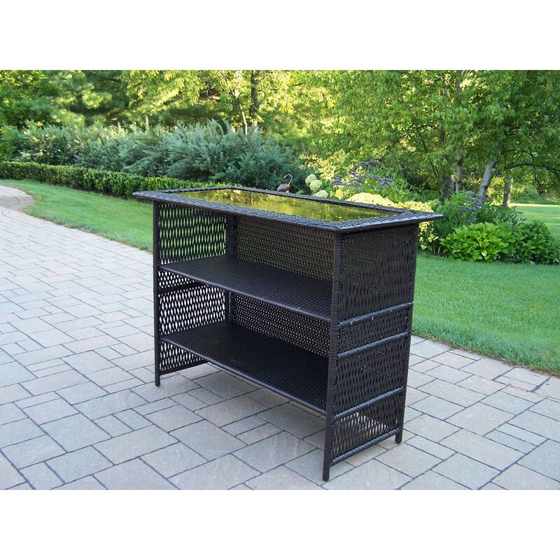 Oakland Living Corporation Merit Coffee Brown Resin Wicker Bar Table