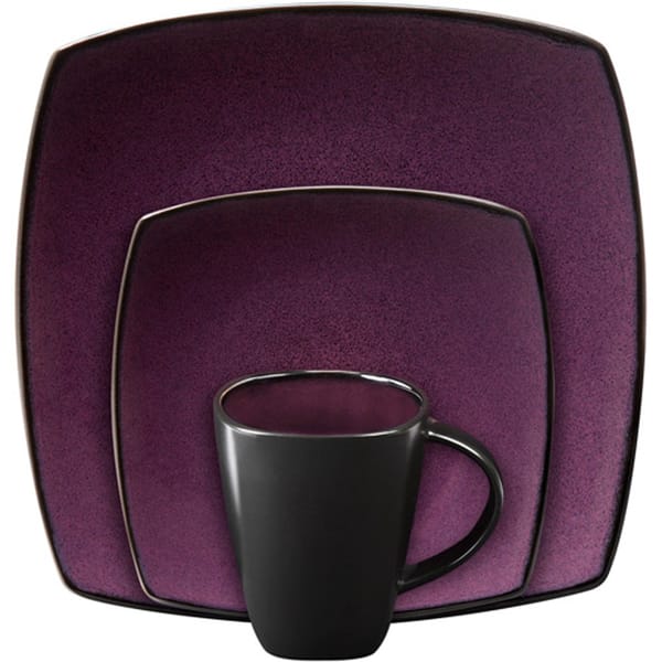 Gibson Soho Lounge Square Purple 16-piece Dinnerware Set (Service