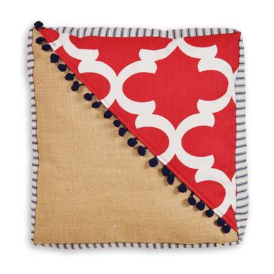 Duck Red Burlap Blue Boxed Cotton Blend 12-inch Throw Pillow