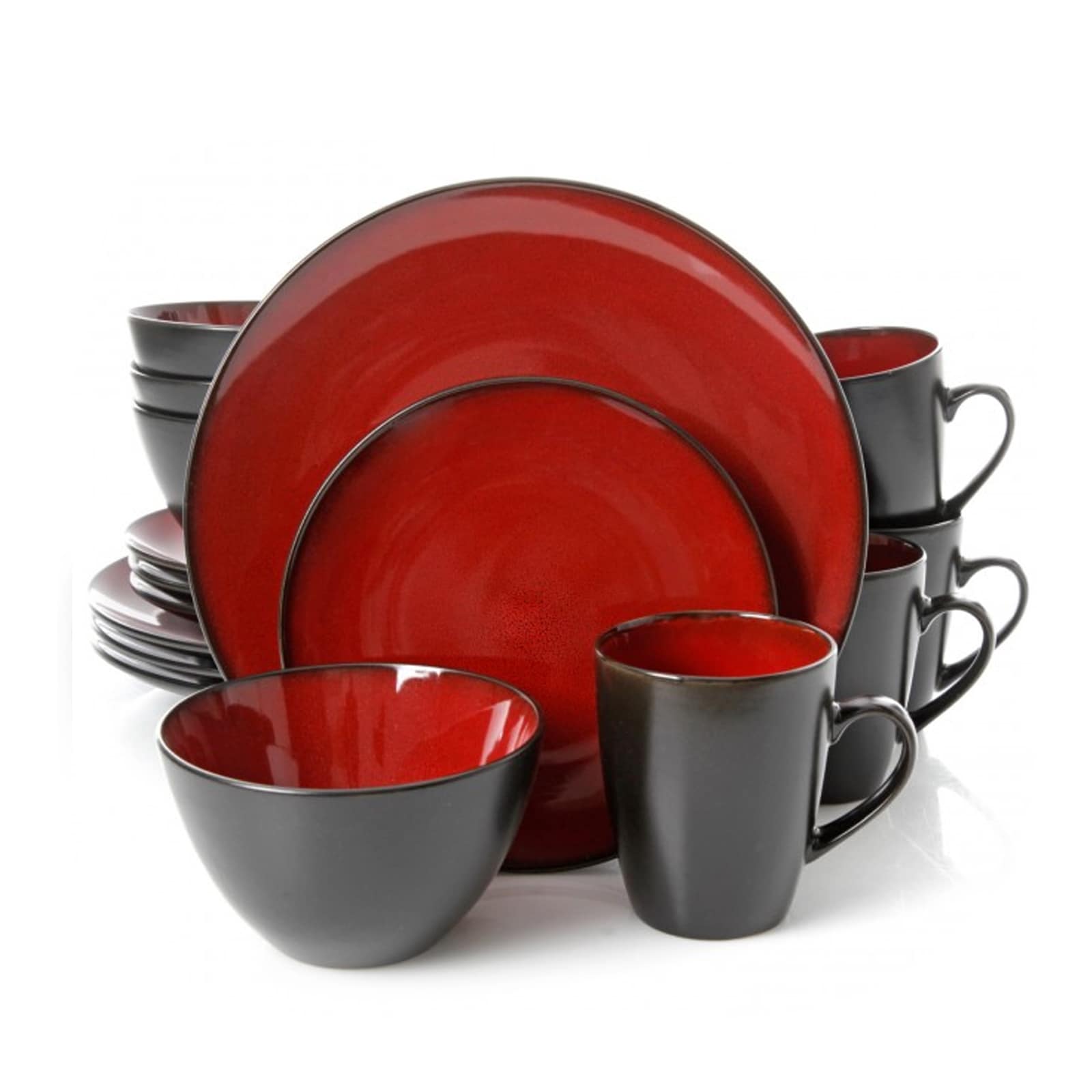 Купить красную посуду. Stoneware Dinnerware Set посуда. Красная посуда для кухни. Кухонная посуда красного цвета. Посуда с красной окантовкой.