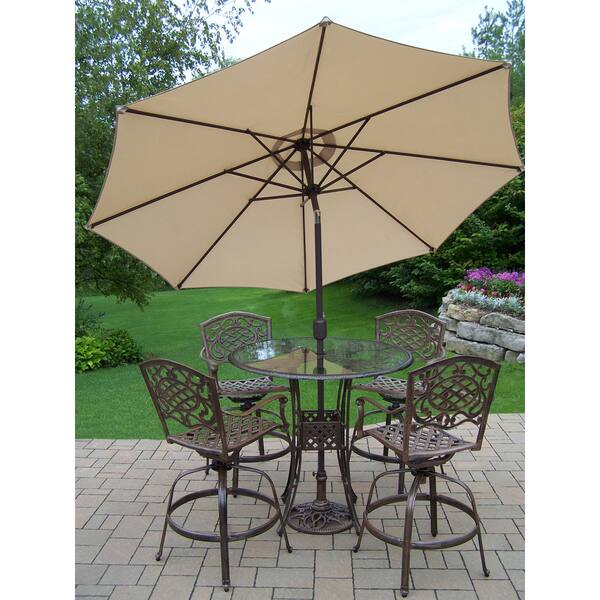 Shop Lattice 7 Piece Swivel Bar Set With Glass Top Bar Table 4