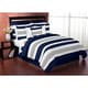 preview thumbnail 1 of 0, Sweet Jojo Designs Navy Blue and Gray Stripe 4-piece Twin Comforter Set