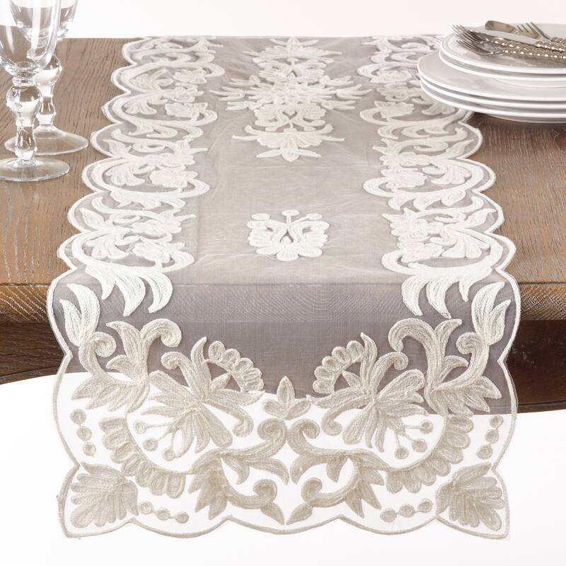 Embroidered Flourishes Table Runner