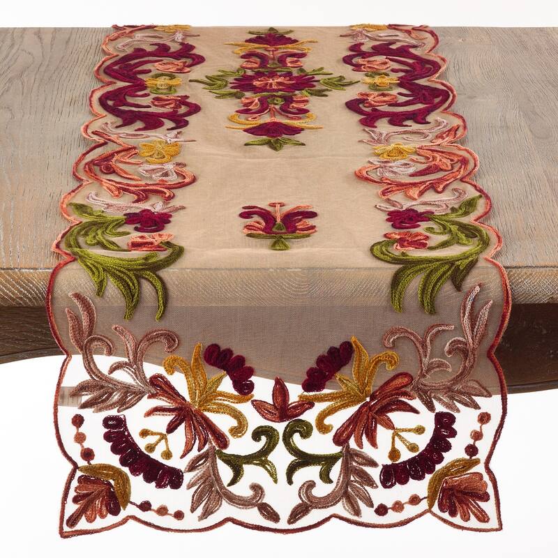 Embroidered Flourishes Table Runner